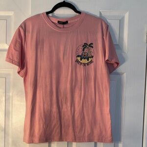 ROMWE Pink Palm Graphic Tee